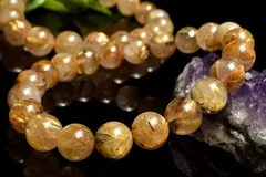 母岩入り ヘマタイトインタイチンルチルクォーツ　11mm　ブレスレット 1個売り パワーストーン 天然石 _BG6464-11