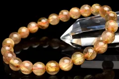 【１点物】黄金の輝き ゴールドタイチンルチルクォーツ　7.5mm　ブレスレット パワーストーン 天然石 _U9724