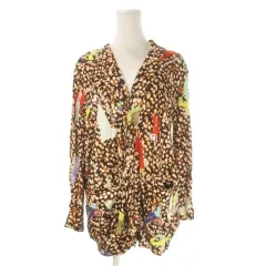 シアタープロダクツ THEATRE PRODUCTS カーディガン 黒 ブラック オレンジ アニマル レオパード ヒョウ柄 レディ Vネック 長袖 /CK2 ■GY58