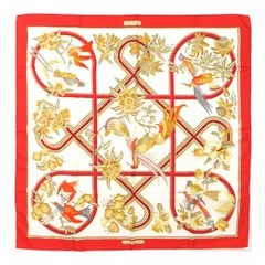 エルメス カレ 90 Caraibes カリブ鳥 ユニセックス レッド ホワイト HERMES【中古】 【アパレル・小物】