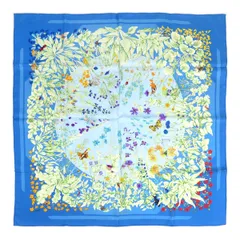 エルメス カレ 90 LA PRAIRIE 草原 ユニセックス ブルー HERMES【中古】 【アパレル・小物】