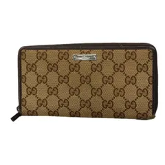 【6cc4087】グッチ 長財布 GGキャンバス 112724 キャンバス ブラウン シルバー金具【中古】レディース