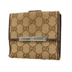 【6cc4088】グッチ 財布 GGキャンバス 112664 キャンバス ブラウン シルバー金具【中古】レディース