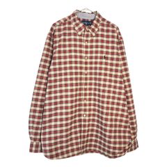 Polo by Ralph Lauren ポロ ラルフローレン ボタンダウン 長袖シャツ チェック レッド(メンズ XL)中古 古着 X6310