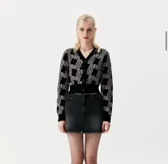 キルシー SPY × FAMILY(スパイファミリー) ジャカード ニット カーディガン ブラック