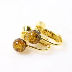 琥珀 6mm 天然石 艶 イヤリング