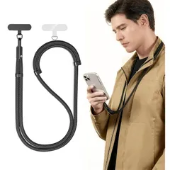 【新品】 [KAruim] スマホストラップ iPhone 17 シリーズにも対応 ショルダー 首掛け ストラップ 長さ調節可能 透明TPU+金属製タグパッチ 2枚入り ネックストラップ ショルダー スマホ iPhone 17 16 15 14 pro m 0