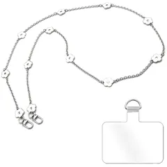 【新品】 [grooblue] スマホショルダー チェーンストラップ 花柄 斜めがけ 首掛け 肩掛け 携帯ストラップ スマホストラップ シルバーチェーン おしゃれ かわいい 細め iPhone Android 全機種対応 紛失・落下防止 パッチ1枚 ホワイ 1