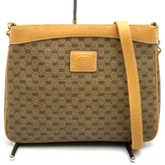 GUCCI グッチ マイクロGG ショルダーバッグ PVC レザー ブラウン レディース オールドグッチ ヴィンテージ