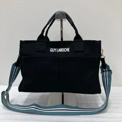 912　Guy Laroche　ギラロッシュ　トートバッグ　ショルダーバッグ　ミニバッグ　ブラック　水色　黒　ロゴ　ショルダー付き　ポケット多数　カジュアル　レディース