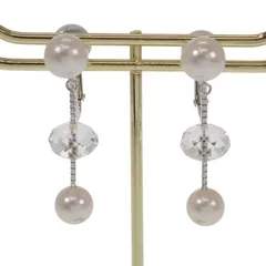 タサキ TASAKI ヴァリエ パール クリスタル イヤリング 18金 K18 