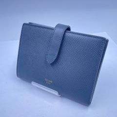 セリーヌ　折り財布　スモールストラップウォレット　グレー　ブルー CELINE - ☆美品☆CELINE 二つ折り財布 グレー スモール ストラップ