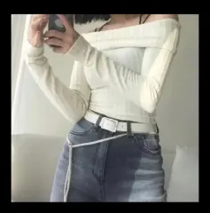 アズオン オフショルダー パール ニット