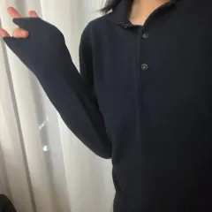 ユニクロ ネイビー ニット ポロシャツ L