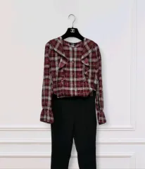 新)44-66 ROEM チェック フリル レディース ブラウス カジュアル デイリー ファッション