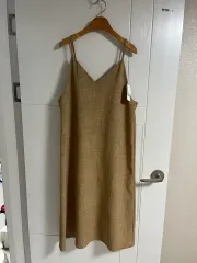 (日本ヴィンテージ)GU 紐 ONE PIECE キャミソール ビスチェ ベージュ L タグ付き