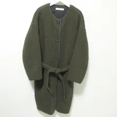 良品 21AW archi アーキ BOA FLEECE PIPING COAT ロング ボア ノーカラーコート AW21-E3 S カーキ レディース 古着 中古 USEDのサムネイル