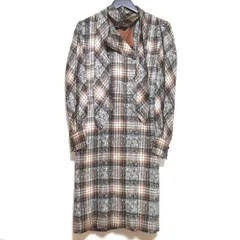 良品 VALENTINO ヴァレンティノ ヴィンテージ チェック柄 サテン ボウタイカラー ワンピース コート ブラウン系 レディース 古着 中古 USEDのサムネイル
