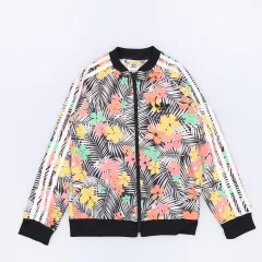 130 アディダス キッズ マルチ FLO RUN プリント ジップアップ ジャージ ジャケット 0114J