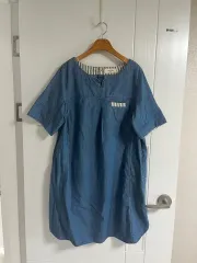 (日本 ヴィンテージ)デニム半袖ONE PIECE デニムワンピース 綿100％