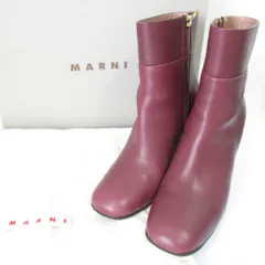 良品 MARNI マルニ レザー ハイヒール スクエアトゥ サイドジップ アンクルブーツ ショートブーツ 38 24cm相当 ボルドー レディース 古着 中古 USEDのサムネイル
