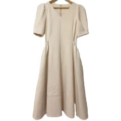 未使用 22SS CELFORD セルフォード ハーフスリーブポンチワンピース ストレッチ フレア ミディドレス CWCO222030 36 ピンクベージュ レディース 古着 中古 USED