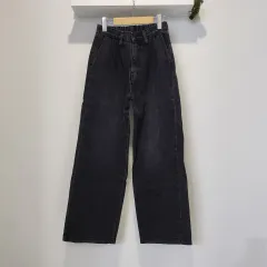 (試着のみ) S サイズ ウエスト後ろゴム 黒 カラー ワイド デニム パンツ