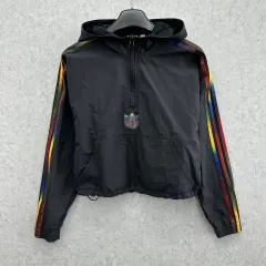 95 アディダス レディース ルーズフィット ショート ハーフジップ アノラック
