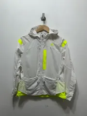 アディダス 白/ネオン WIND AND WISH ウィンドブレーカー フード ジャケット M