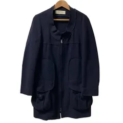 良品 MARNI マルニ カットオフデザイン ノーカラーウールコート サイズ40 ネイビー レディース 古着 中古 USEDのサムネイル