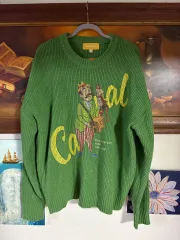 メインブース グリーン プリンティング ニット