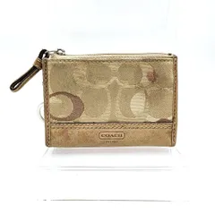COACH コーチ キーリング付き コインケース シグネチャー キャンバス ライトブラウン系