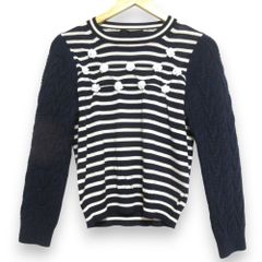 미품 tricot COMME des GARCONS 트리코콤데가르손 AD2017 케이블 니트 슬리브 플라워 비쥬니트 TT-N010 네이비 레이디스 헌옷 중고 USED