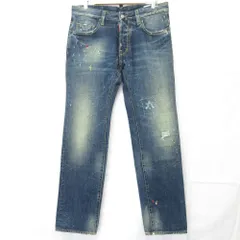 良品 DSQUARED2 ディースクエアード ダメージ×ペイント加工 デニムパンツ 71LA140 サイズ46 インディゴブルー メンズ 古着 中古 USED
