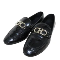 良品 Salvatore Ferragamo サルヴァトーレフェラガモ ガンチーニ金具 パテントレザー ビットローファー 6 23.5cm相当 ブラック レディース 古着 中古 USED