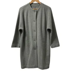 美品 evam eva エヴァムエヴァ ウール ノーカラーコート サイズ1 グレー レディース 古着 中古 USEDのサムネイル
