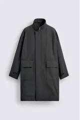 SM) ザラ ライト テクニカル パーカ コート オーバーサイズ ダークグレー 8281 145