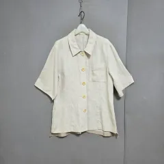 大きいボタン リネン ブラウス 66 n2639