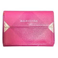 良品 BALENCIAGA バレンシアガ ペーパー ミニウォレット 410133 ピンクパープル レディース 古着 中古 USED