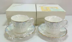 M[宅80]0851 Noritake ノリタケ カップ＆ソーサー 2客セット ボーンチャイナ 花柄/桜柄 Y58089/4596 スプーンおまけ 未使用品