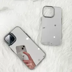 iPhoneケース 背面 ミラー スクエア  鏡 鏡面 未使用 シンプル TPU おしゃれ アイフォンケース ケース カバー 韓国 かわいい 可愛い iPhone17 16 15 14  xkxiaoz248