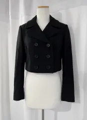 ブラック クロップド ダブル ボタン ジャケット