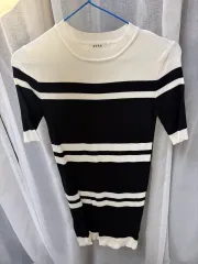 ブラック/ホワイト ストライプ 半袖 ONE PIECE