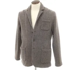 【中古】アルテア Altea ウール ストライプ ニットジャケット グレーxブラウン【サイズL】【メンズ】