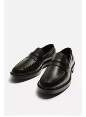 ZARA ブラウン ペニー ローファー