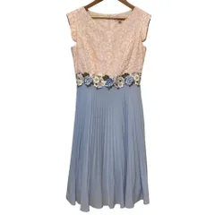 美品 TOCCA トッカ PINK BOUQUET GIRL ドレス ノースリーブ ひざ丈 ワンピース サイズ0 ライトブルー ピンク レディース 古着 中古 USED