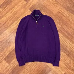 S(95) ポロ ラルフローレン パープル ハーフジップ ニット