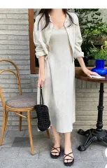 リネン ロング ONE PIECE + リネン シャツ セット