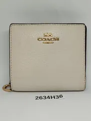 【2634H36】 コーチ COACH  レザー スナップ ウォレット チョーク 白 二つ折り財布 折り財布 中古