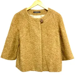 美品 VIVIENNE TAM ヴィヴィアンタム モヘヤブレンド ツイードフレアショートコート サイズ0 キャメル レディース 古着 中古 USEDのサムネイル